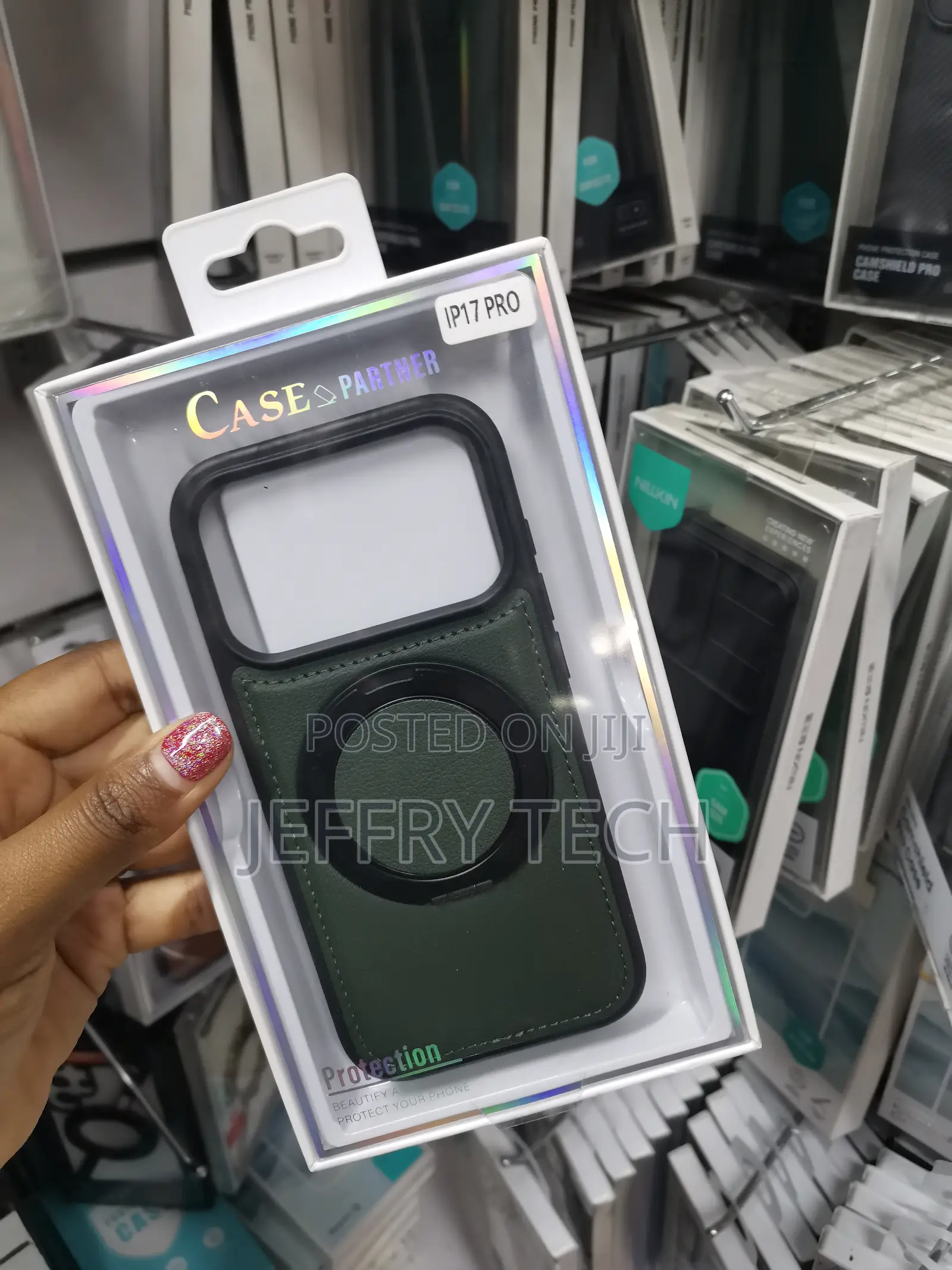 Belemy iPhone 17 Pro Leather Back Case,Magnetic Invisible Stand