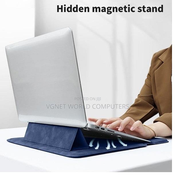 Macbook Leather Sleeve 2 in 1 With Laptop Stand Color Blue