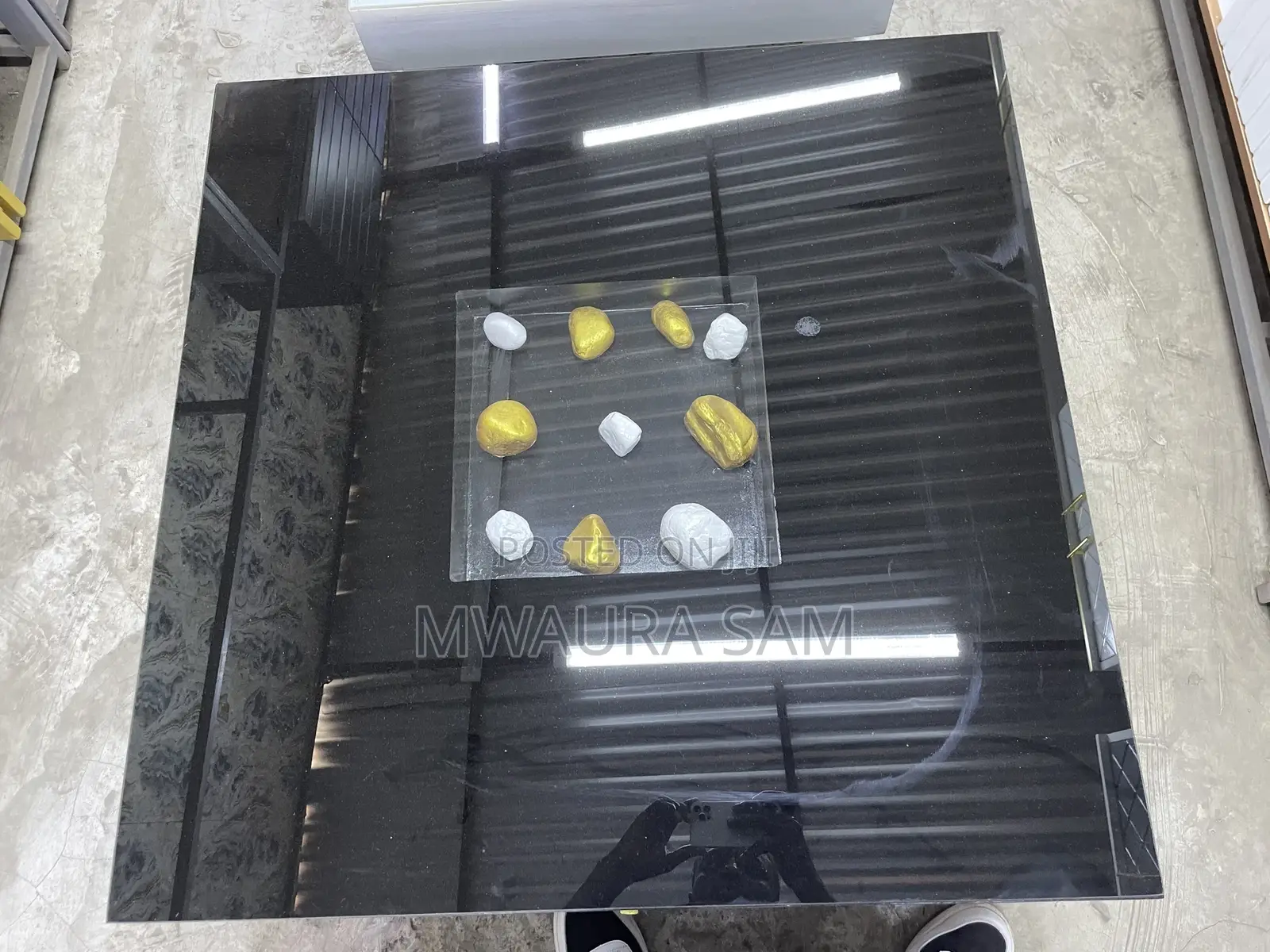 Premium Rectangular Black Glass Coffee Table