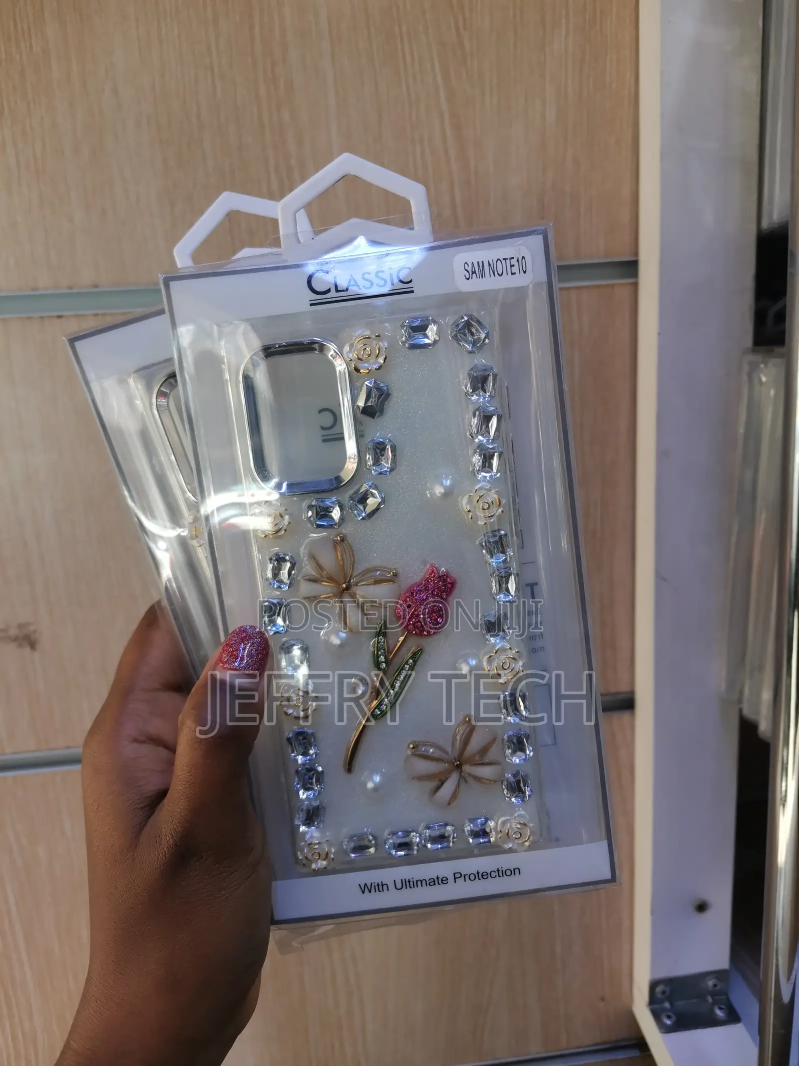 Miagon Diamond Crystals/Rose Flower Clear Case for Galaxy Note 10