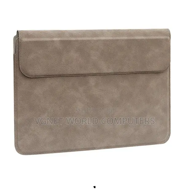 Macbook Brown Leather Laptop Sleeve,Built in Stand Magnetic Closure