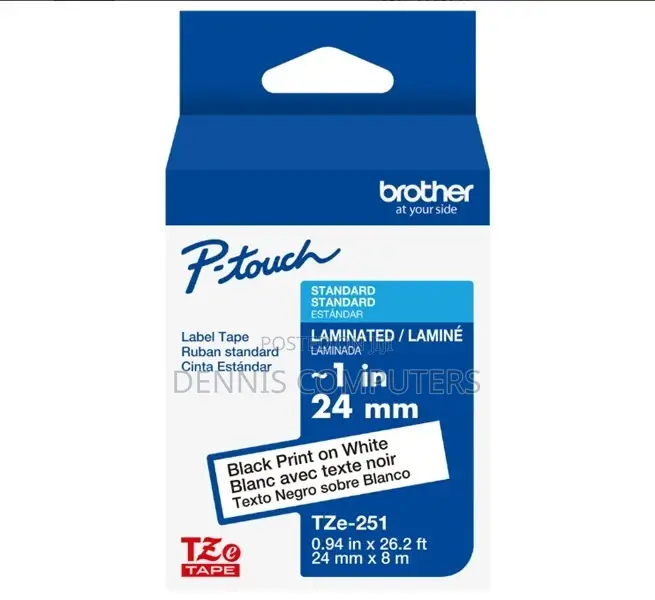 Brother Tz2-251 24mm X 8m Black On White Tape