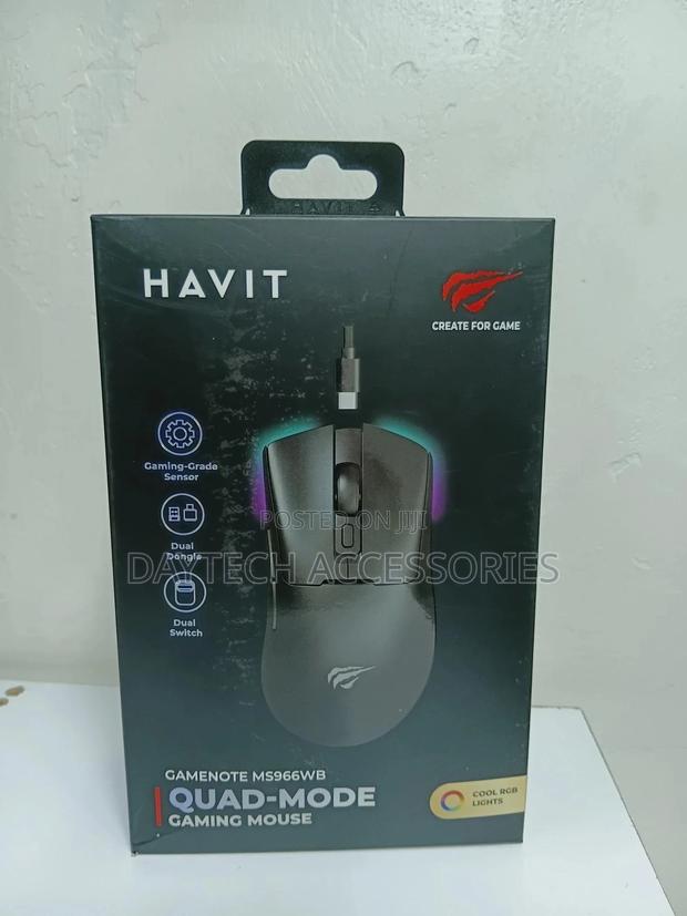 Havit Ms966wb Quad-Mode Wireless Gaming Mouse - Black - thumbnail 2