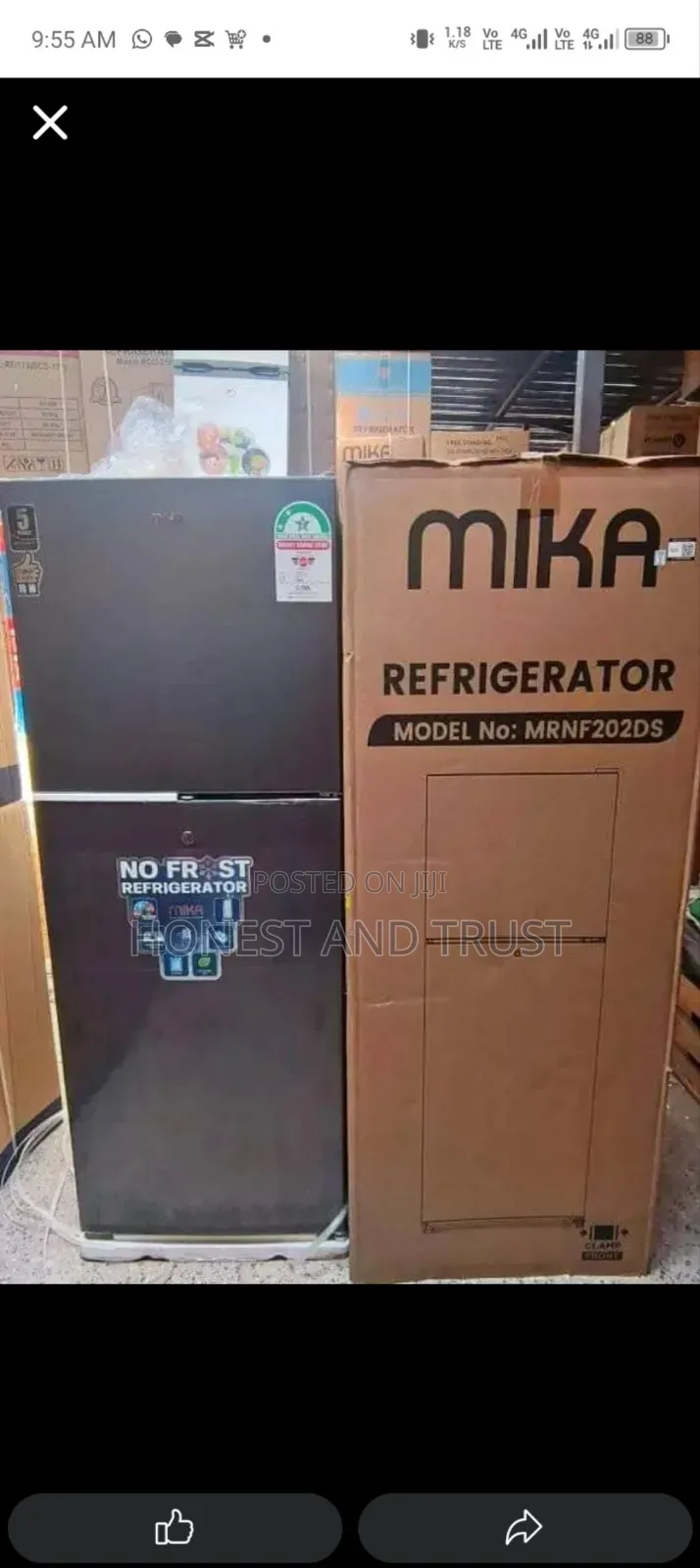 Mrnf202ds 202 Litres Non Frost Mika Fridge