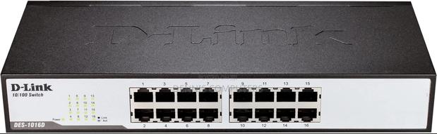 Dlink 10/100m 16-Port Fast Ethernet Unmanaged Desktop Switch Des-1016