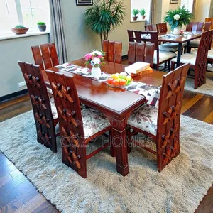 Dining Set a Smooth Finish Walnut Brown Wooden Dining Set