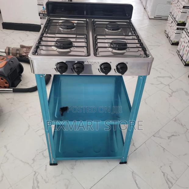 Rebune 4-Burner Standing Gas Stove With Storage Shelves