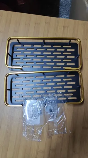 2 PCS Aluminum Alloy Rectangular Shelf (Black Gold)*