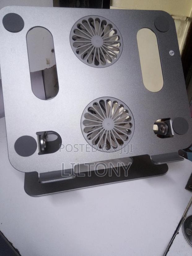 Metallic Adjustable Laptop Stand With Two Fans - main view
