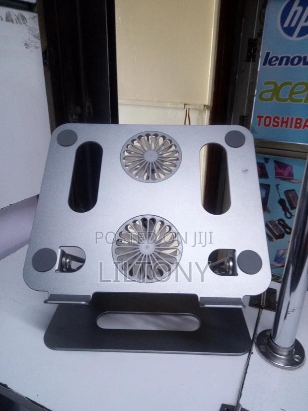 Metallic Adjustable Laptop Stand With Two Fans - thumbnail 2