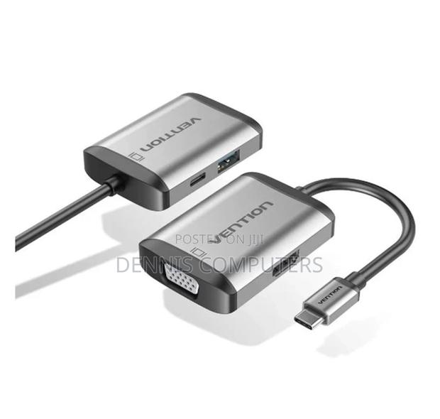 Vention Type-C to Hdmi/Vga/Usb3.0/Pd Converter 0.15m Gray Metal Type