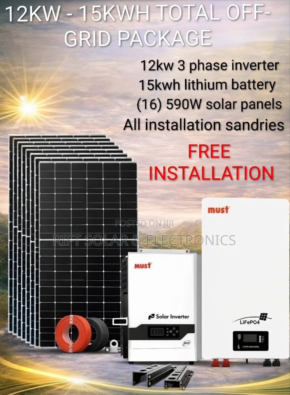 12kw Three Phase - 15kwh Lithium Total Off Grid Kit Free Installation