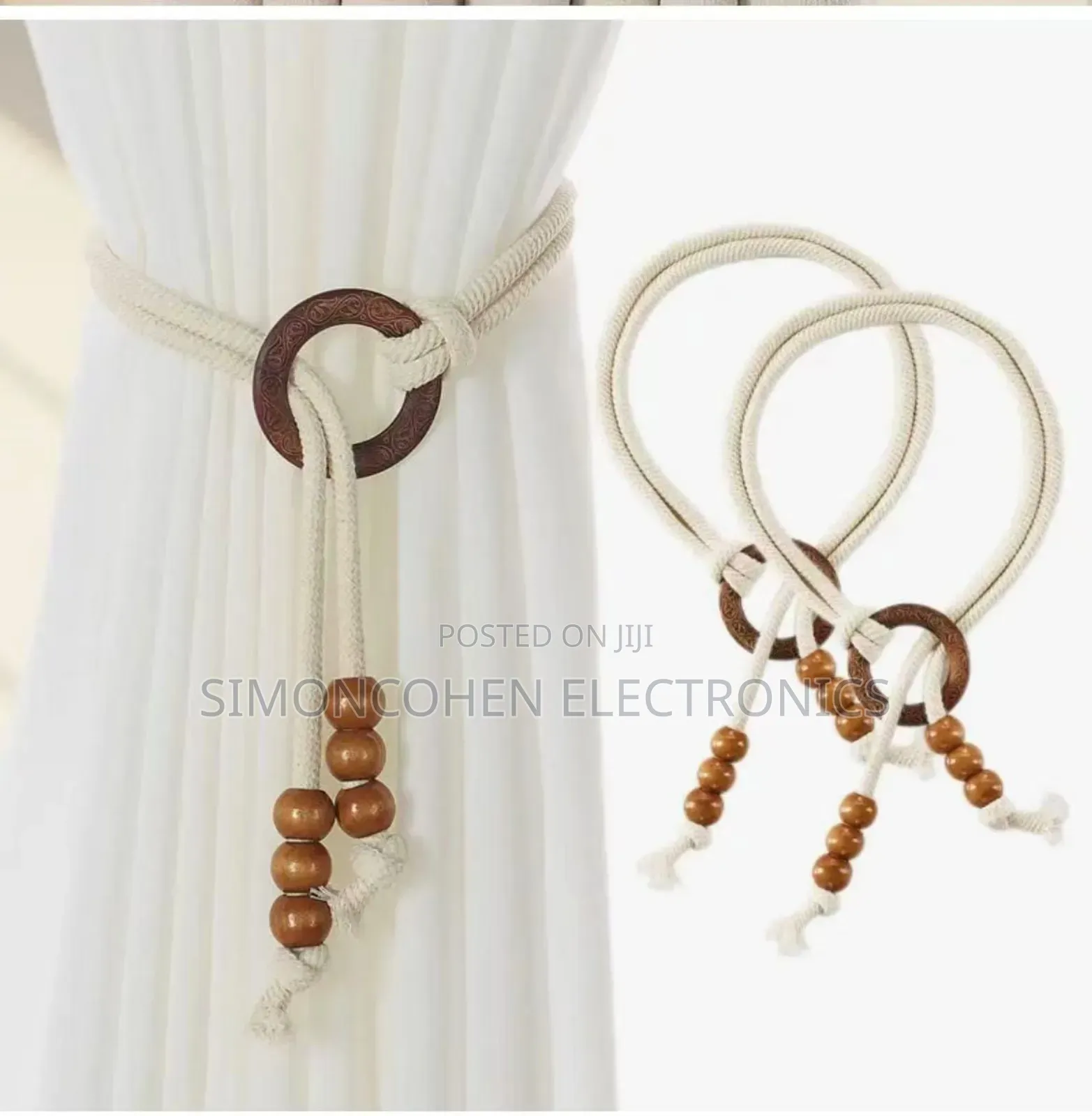 2pcs Natural Cotton Rope Curtain Tiebacks Boho Style
