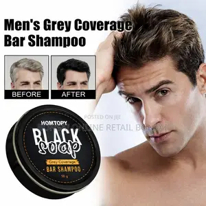 Black Hair Shampoo Bar for Men, Grey Coverage Hair Repair Soap