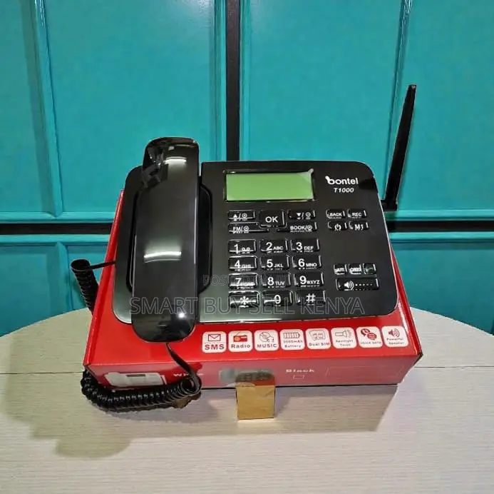 Bontel T1000 GSM Fixed Wireless Desktop Phone Dual Sim Black Color