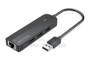 Vention 3-Port Usb 2.0 Hub With 100m Ethernet Adapter 0.15m Black