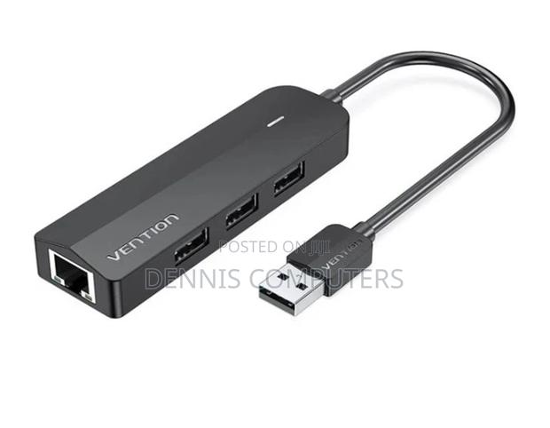 Vention 3-Port Usb 2.0 Hub With 100m Ethernet Adapter 0.15m Black