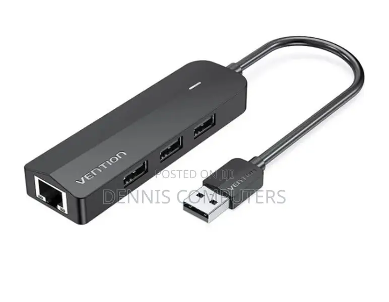 Vention 3-Port Usb 2.0 Hub With 100m Ethernet Adapter 0.15m Black