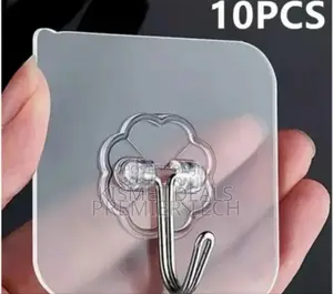 10 Piece Transparent Stainless Steel Strong Self Adhesive Hooks