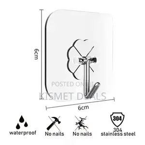 10 Piece Transparent Stainless Steel Strong Self Adhesive Hooks