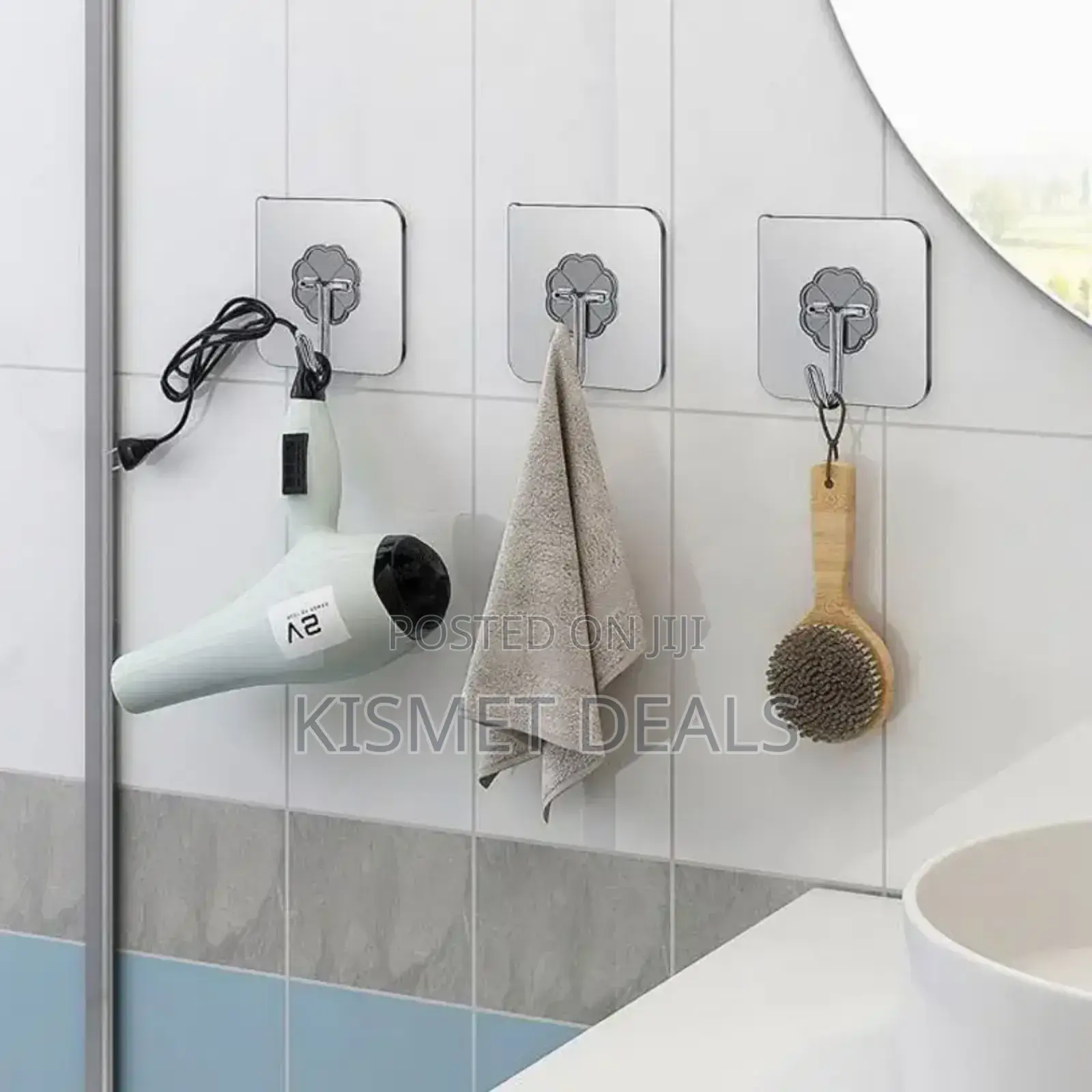 10 Piece Transparent Stainless Steel Strong Self Adhesive Hooks