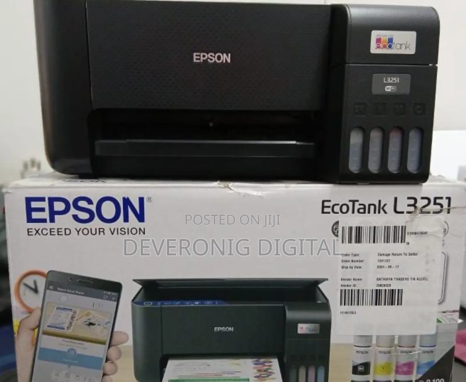 Epson Ecotank L3251 A4 Wifi Wireless All in One Ink Tank Printer