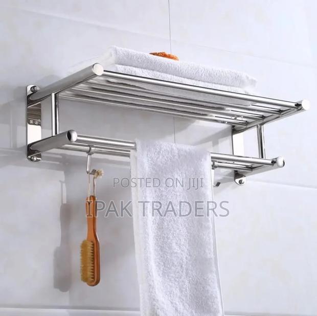 *Bathroom Wall Mounted Towel Rack Accessory With Hooks *Size:60cm