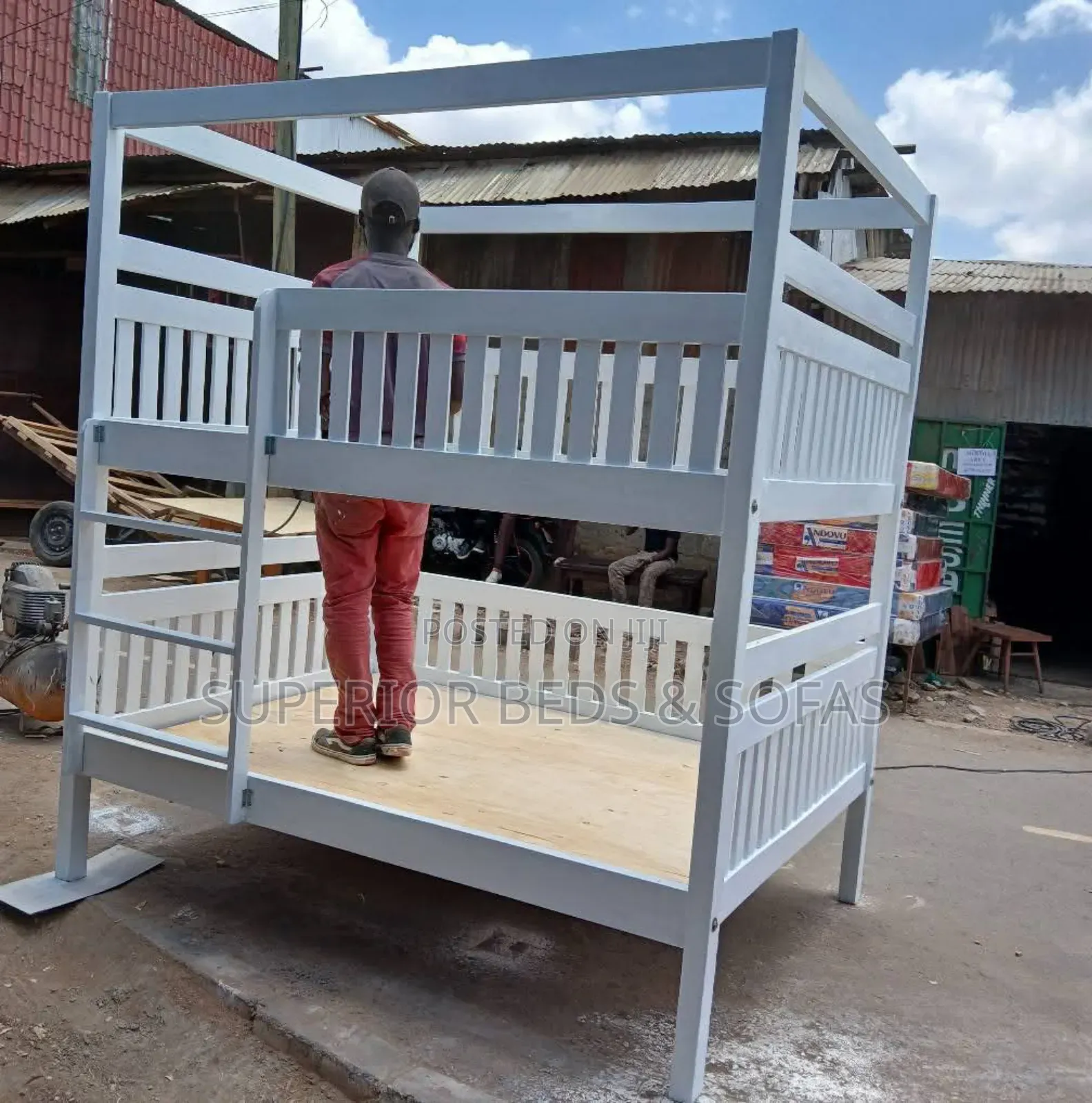 White Wooden Bunk Bed Size 4 by 6 Top and Bottom.