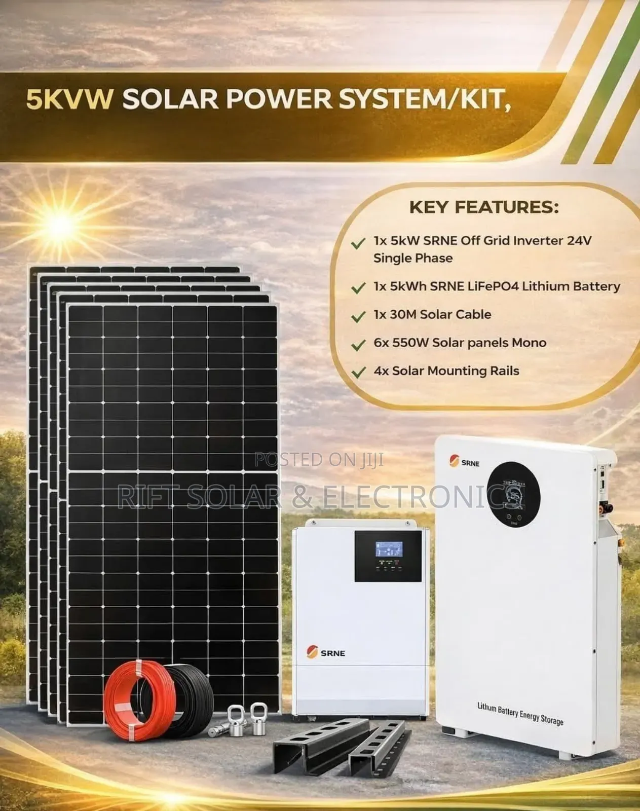 New 5kw Inverter - 5kwh Lithium Home Solar Solution Off Grid Kit