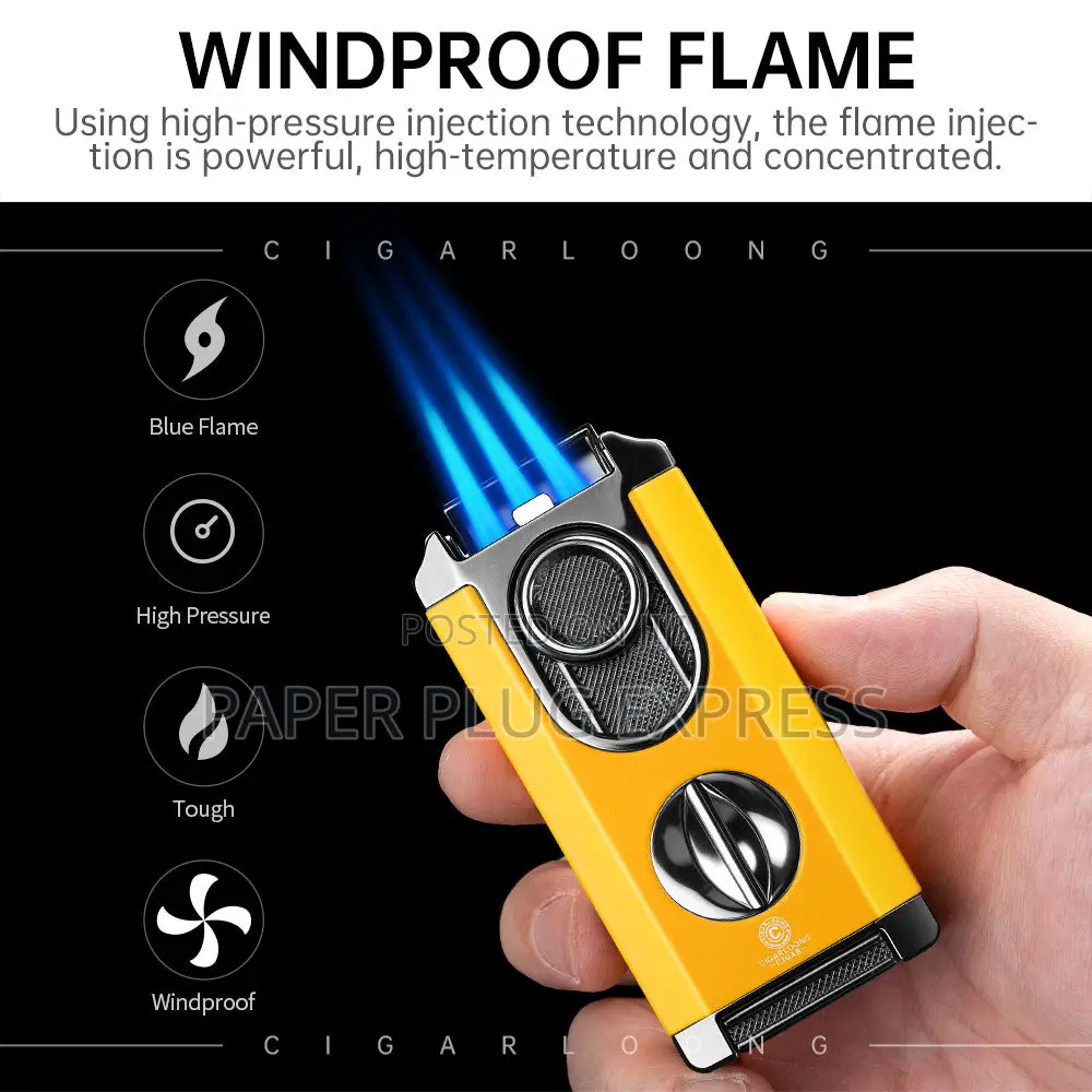 Four-in-One Windproof Cigars Lighter Cutter