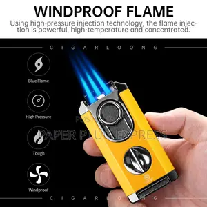 Four-in-One Windproof Cigars Lighter Cutter