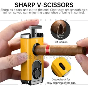 Four-in-One Windproof Cigars Lighter Cutter