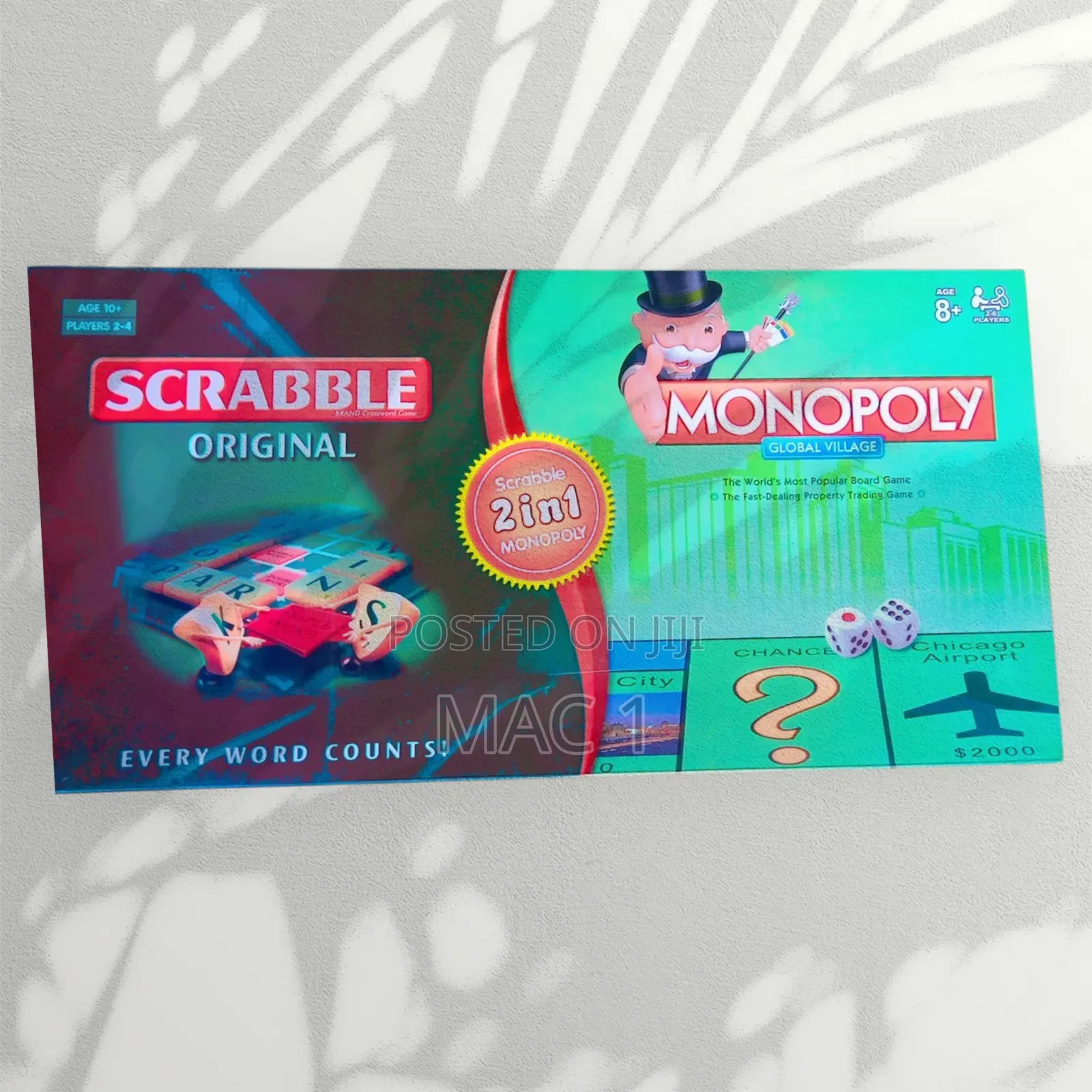 Family Fun Scrabble Monopoly Combo Game