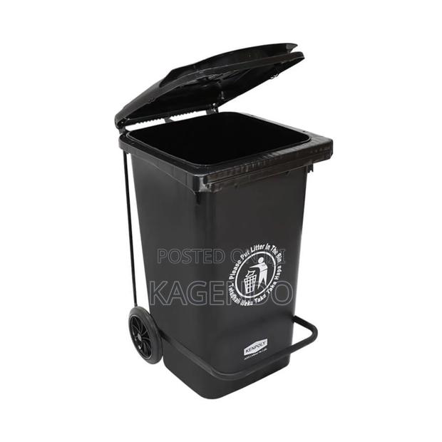Black 100 Litre Pedal Bin – Hospital Clinical - main view