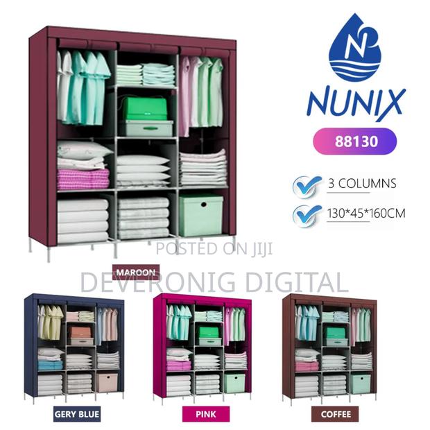 3-Column Portable Metallic Wardrobe