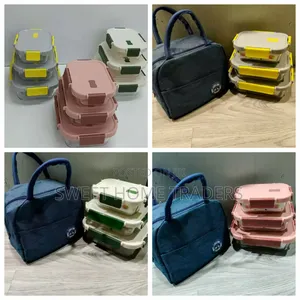 Glass Lunch Box With Lunch Bag Multi Coloured