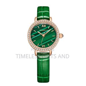 Rebirth Ladies Slim Green Leather Watch Gift