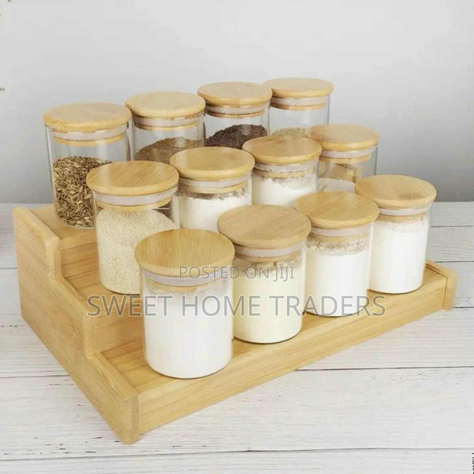 12pcs Spice Jars With Bamboo Lid