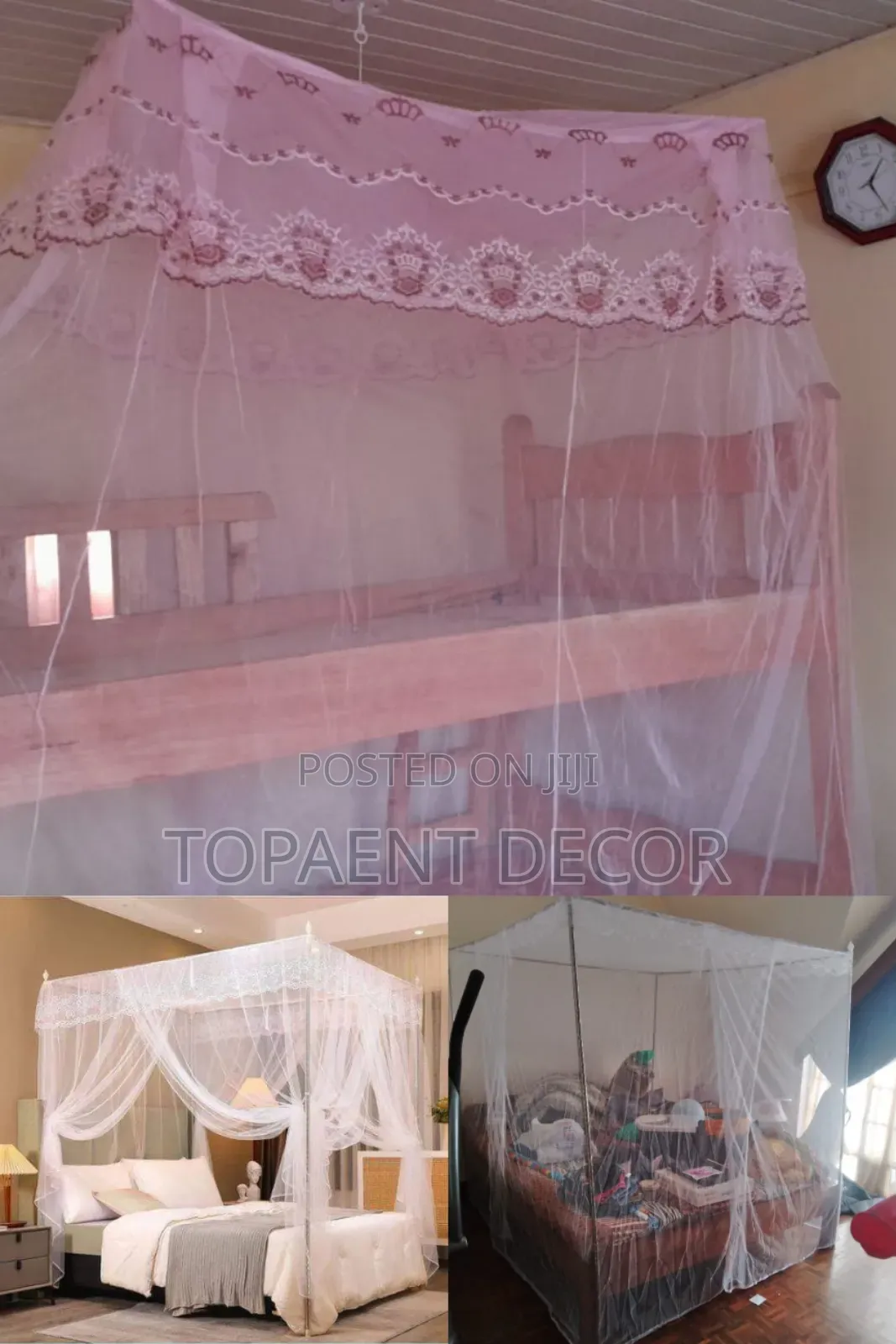 Top Square And White 4 Stand Mosquito Nets