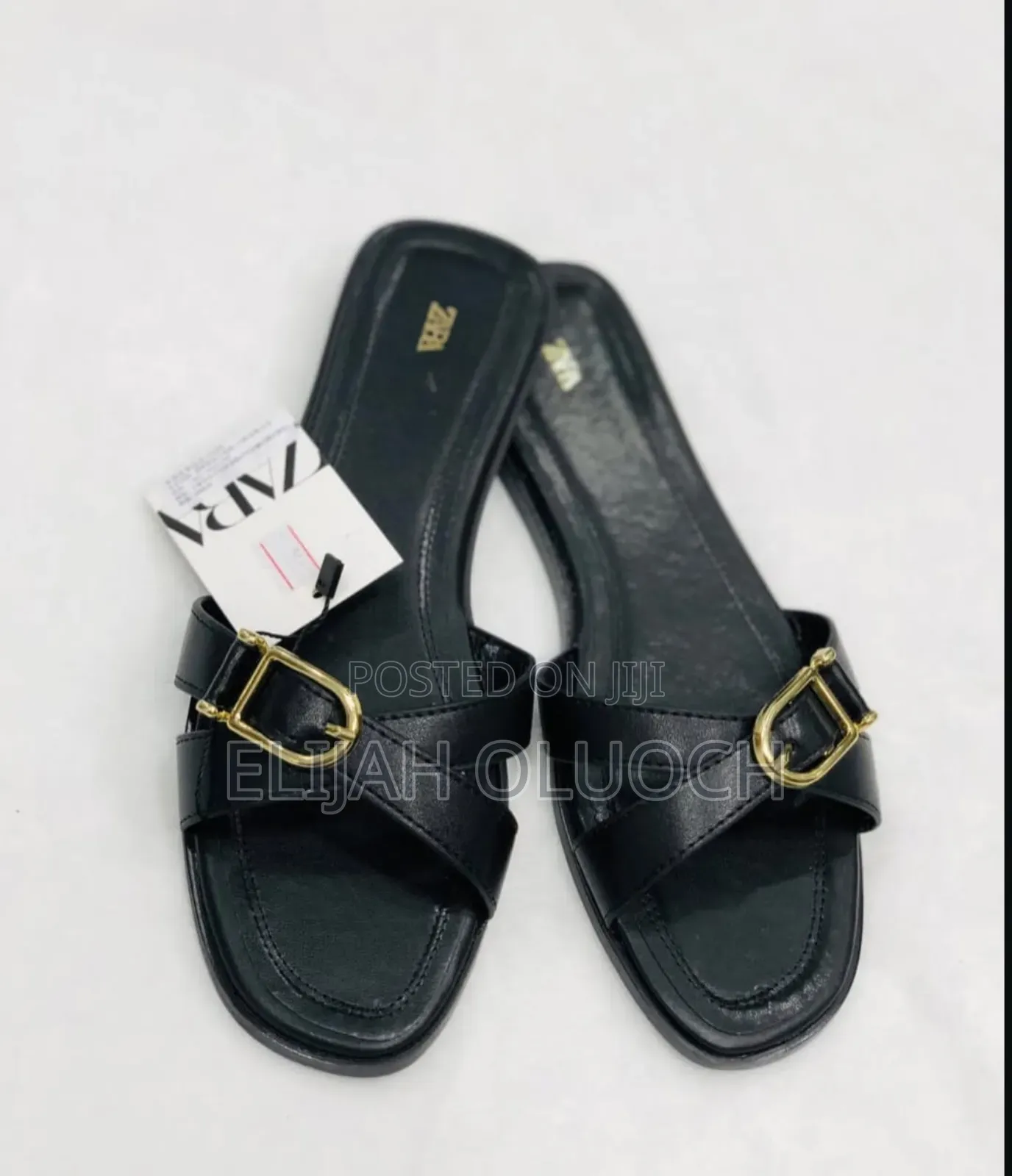 Black and Brown High Quality (Zara) Slip-on Pure Leather Sandals