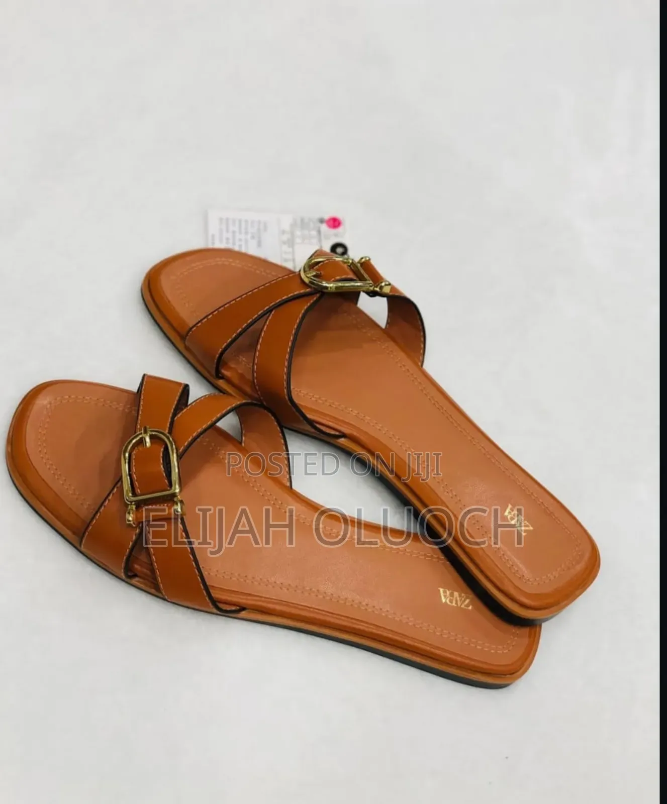 Black and Brown High Quality (Zara) Slip-on Pure Leather Sandals