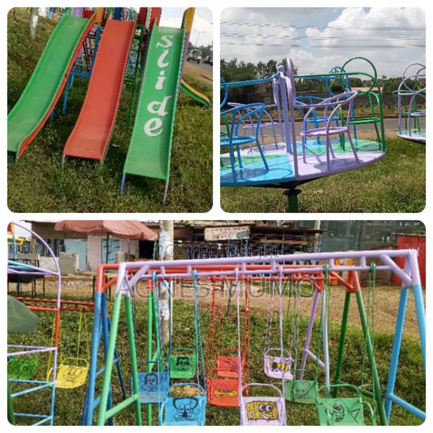 Playground Equipment Set |Merry Go Round, Slide and Swing