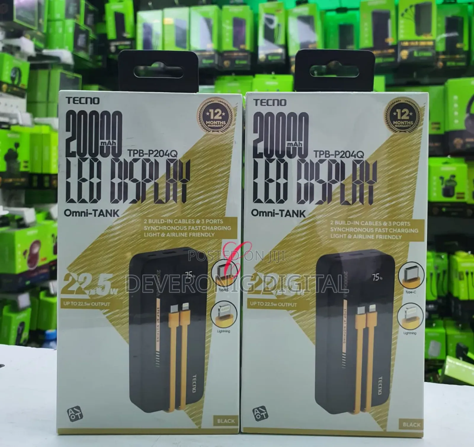 Tecno TPB-P204q *20000mah 22.5w* Omni Tank Power Banks
