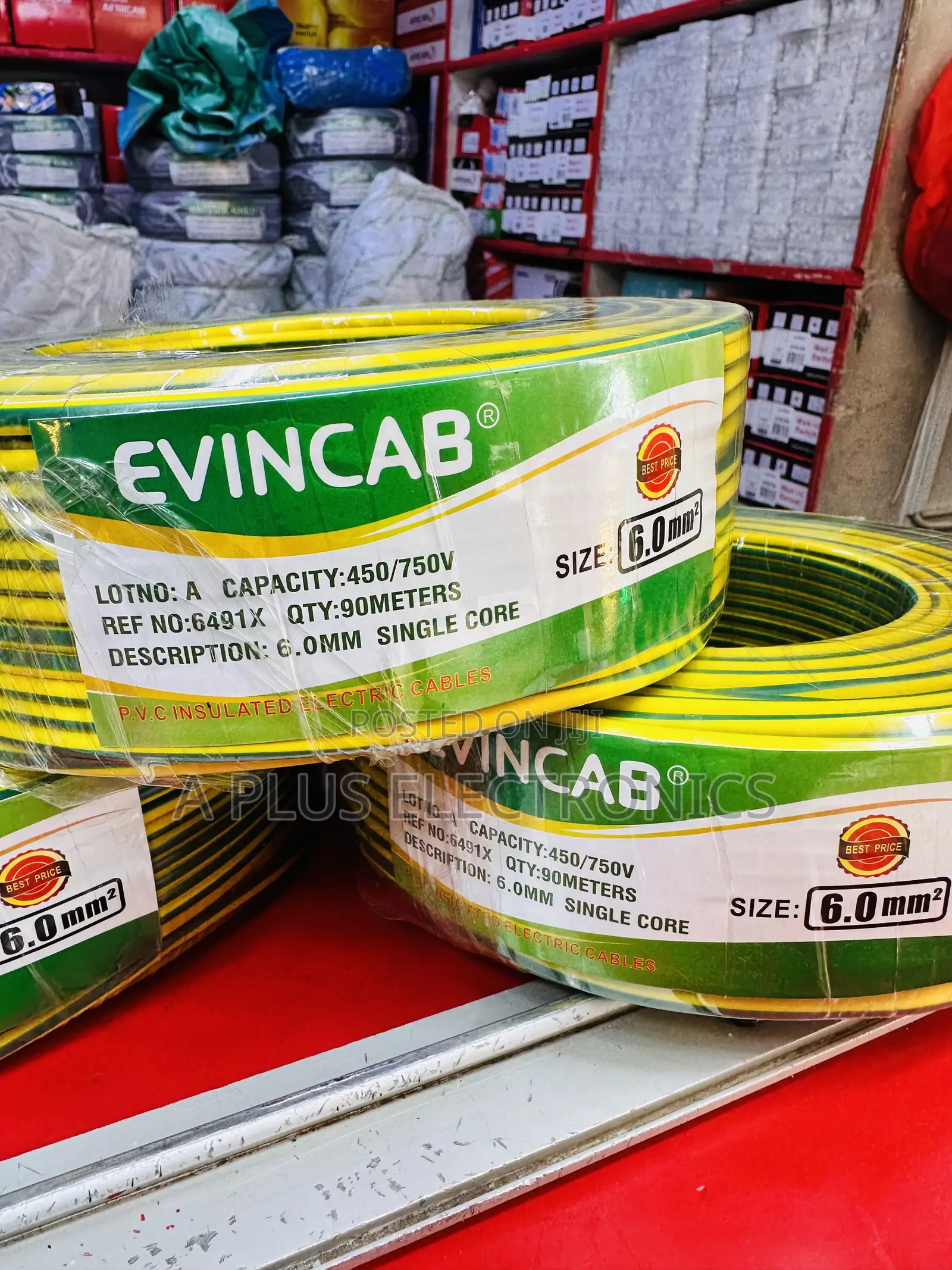 Evincab 6.0mm Single Core Wiring Cable 90m(Yellow Green)– High Quality