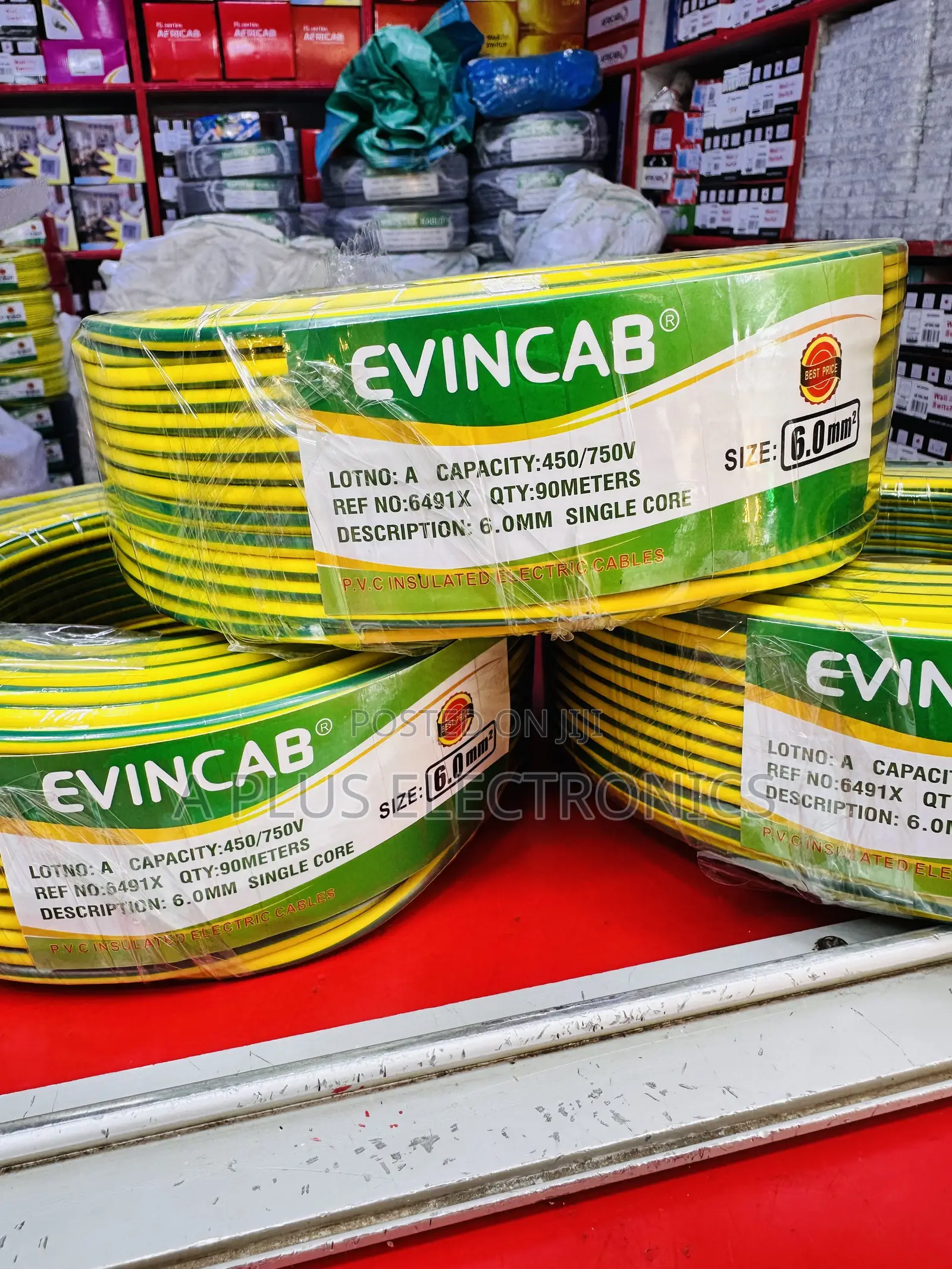 Evincab 6.0mm Single Core Wiring Cable 90m(Yellow Green)Industrial Use