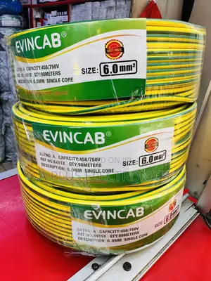 Evincab 6.0mm Single Core Wiring Cable 90m Wire(Yellow Green) –Durable