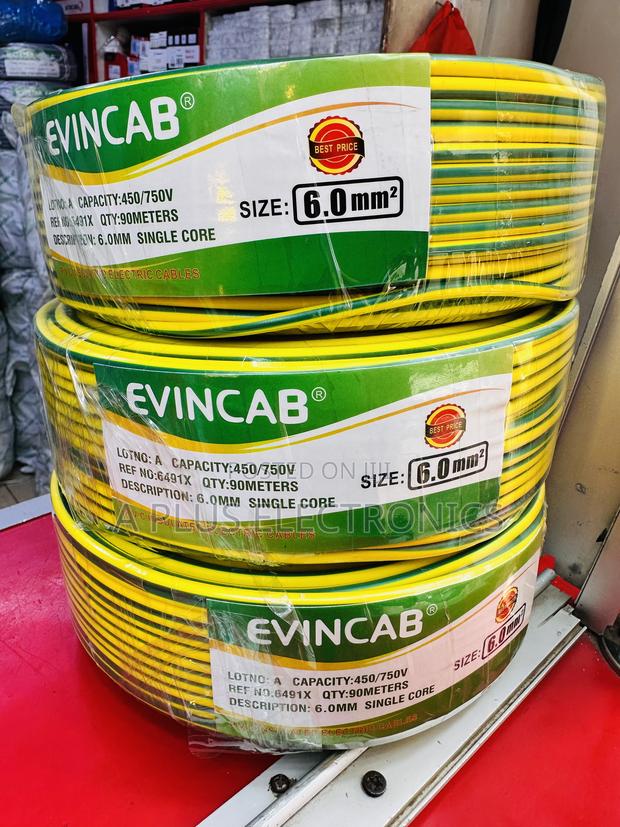 Evincab 6.0mm Single Core Wiring Cable 90m Wire(Yellow Green) –Durable - thumbnail 2