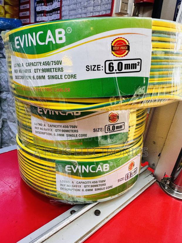 Evincab 6.0mm Single Core Wiring Cable 90m Wire(Yellow Green) –Durable