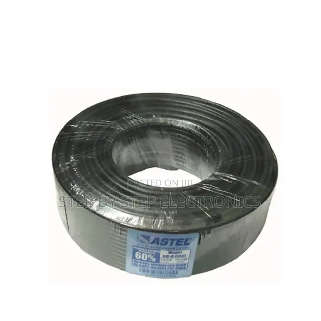 Double Shielded Astel 100m Rg6 Coaxial Cable Black High Quality