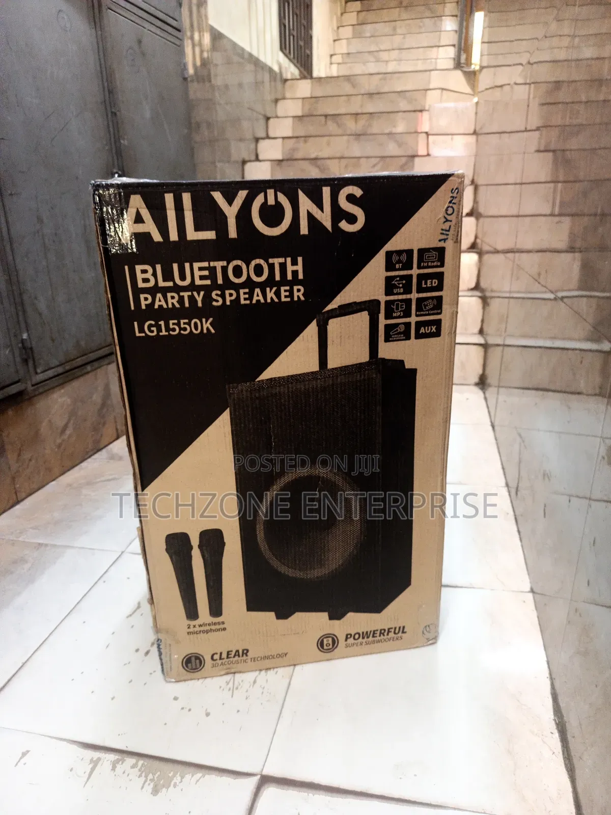 Ailyons 15” Portable Party Speaker With 2 Microphone 